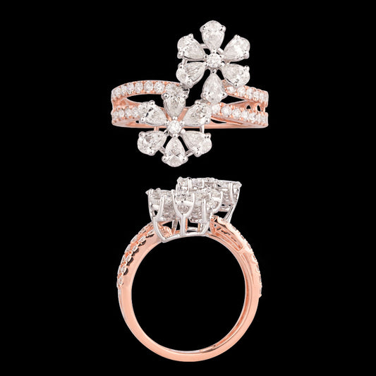18K Two Tone Gold Diamond Ring - 1.545ct VVS-VS-FG