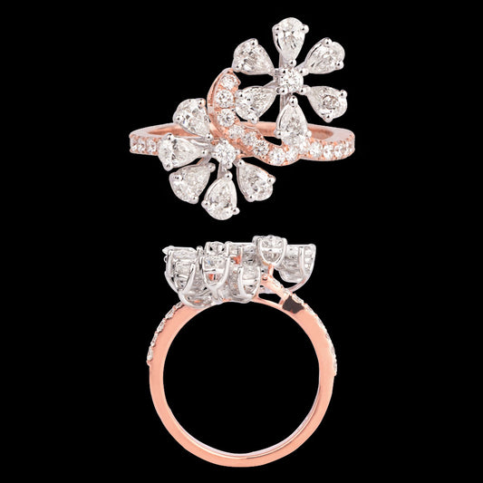 18K Two Tone Gold Diamond Ring - 1.26ct VVS-VS-FG