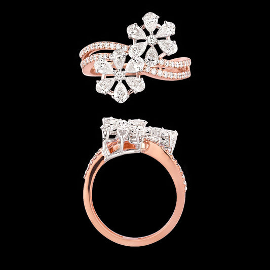 18K Two Tone Gold Diamond Ring - 1.309ct VVS-VS-EF