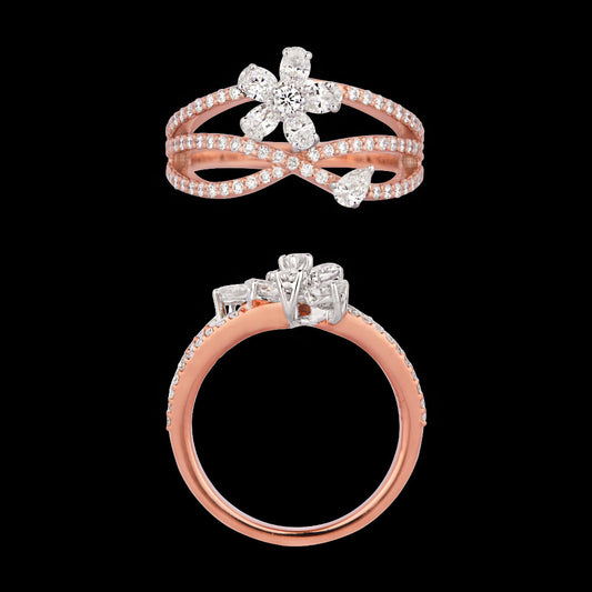 18K Two Tone Gold Diamond Ring - 0.935ct VS-SI-EF