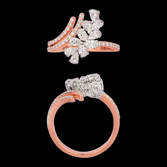 18K Two Tone Gold Diamond Ring - 0.96ct VVS-VS-EF