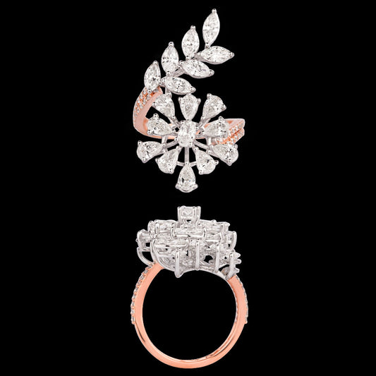 18K Two Tone Gold Diamond Ring - 3.143ct VVS-VS-FG