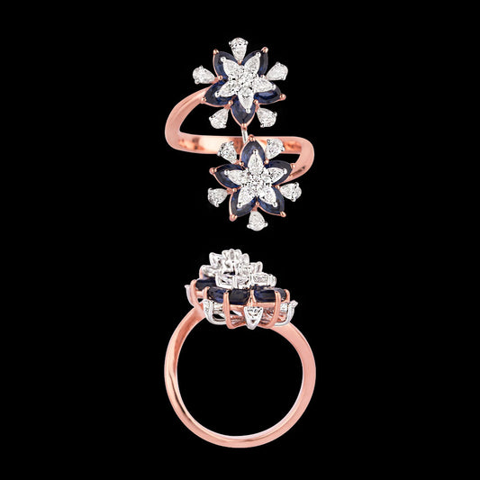 18K Two Tone Gold Diamond Ring - 1ct VS-SI-EF with Colour Stones