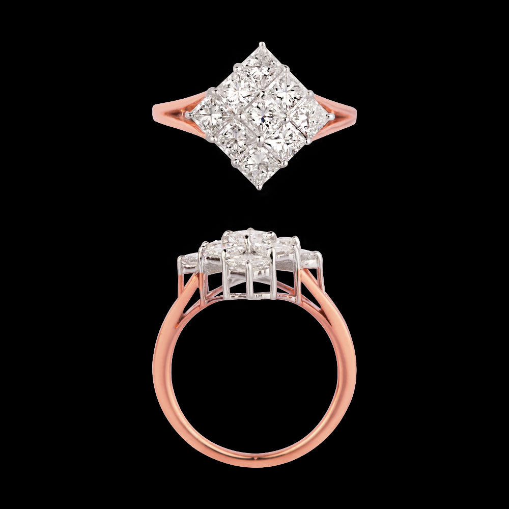 18K Two Tone Gold Diamond Ring - 1.7ct VVS-VS-GH