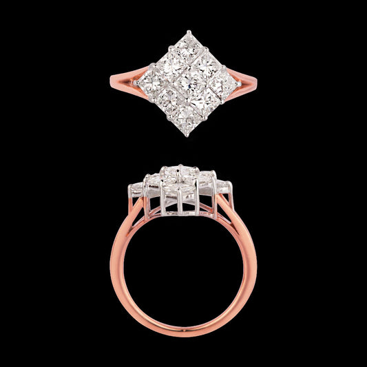 18K Two Tone Gold Diamond Ring - 1.7ct VVS-VS-GH