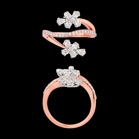 18K Two Tone Gold Diamond Ring - 0.84ct VVS-VS-GH