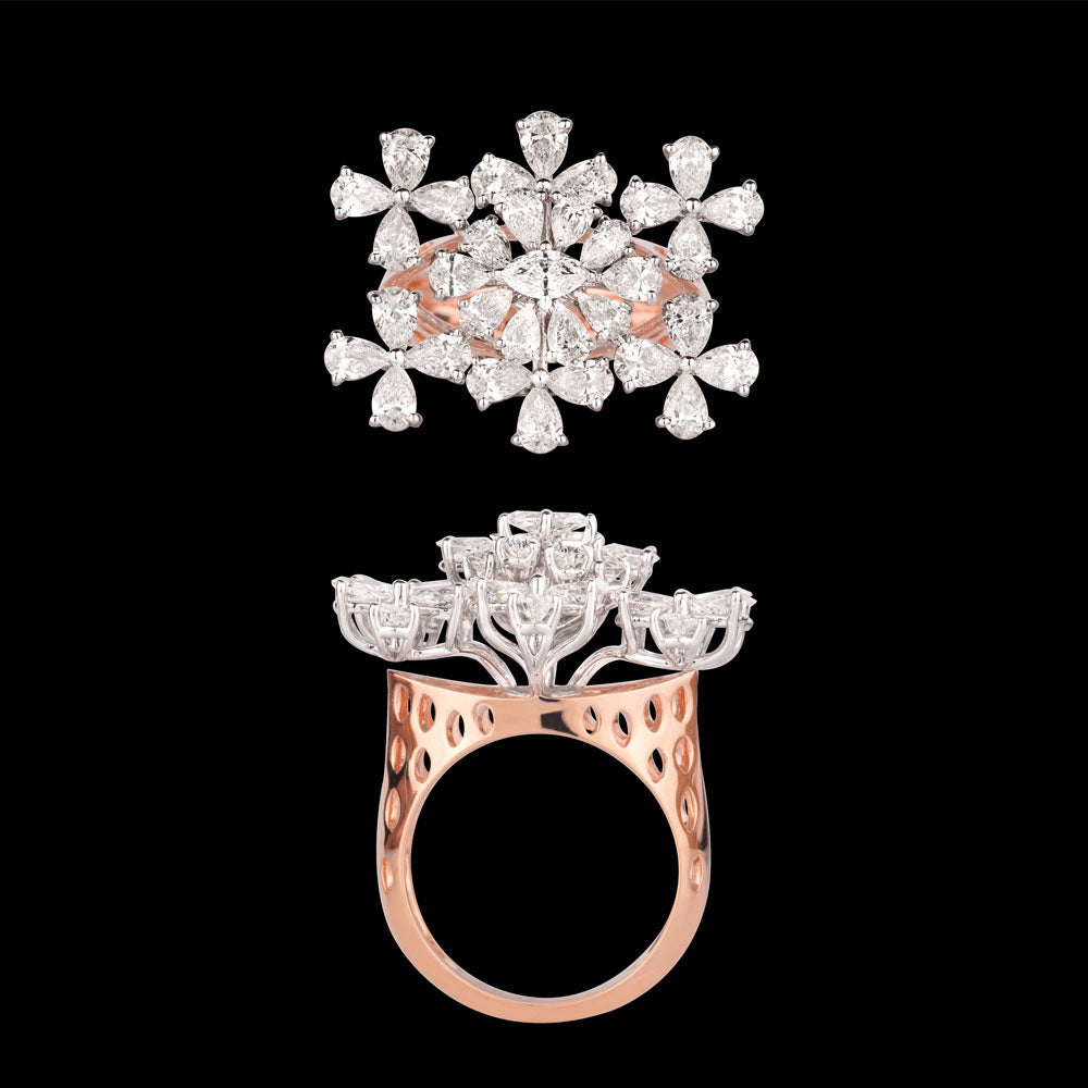18K Two Tone Gold Diamond Ring - 3.7ct VS-SI-FG