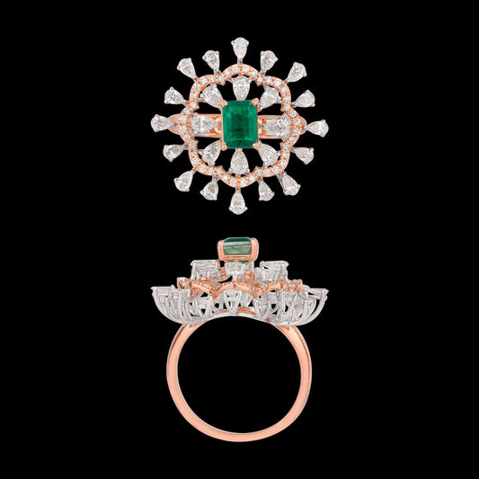 18K Two Tone Gold Diamond Ring - 1.613ct VS-SI-GH with Colour Stones
