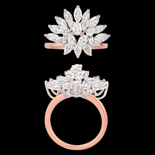 18K Two Tone Gold Diamond Ring - 2.18ct VVS-VS-EF