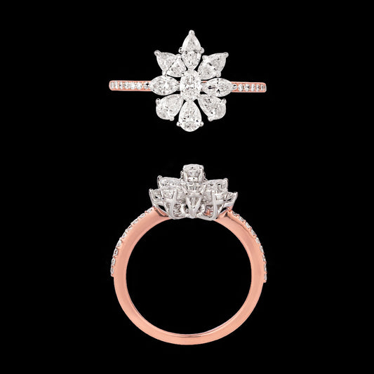 18K Two Tone Gold Diamond Ring - 1.385ct VS-SI-FG