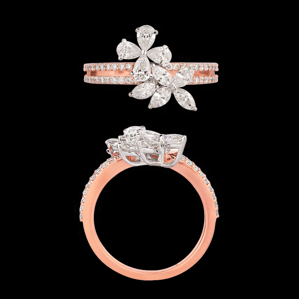 18K Two Tone Gold Diamond Ring - 1.358ct VS-SI-FG