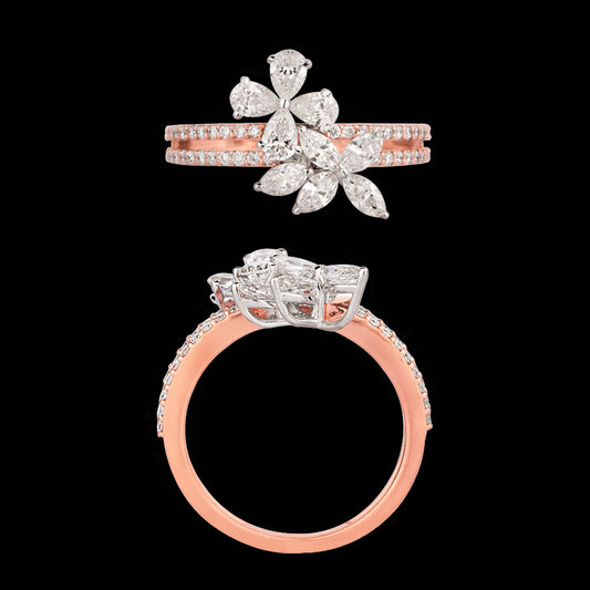18K Two Tone Gold Diamond Ring - 1.358ct VS-SI-FG