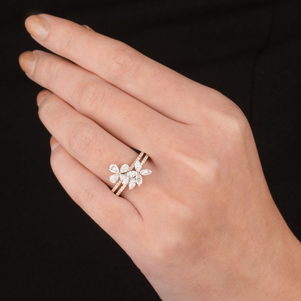 18K Two Tone Gold Diamond Ring - 1.358ct VS-SI-FG