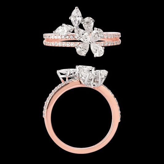 18K Two Tone Gold Diamond Ring - 1.361ct VS-SI-FG