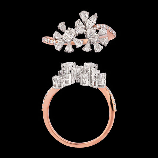 18K Two Tone Gold Diamond Ring - 0.78ct VS-SI-EF