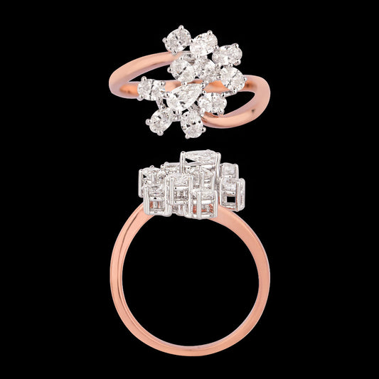 18K Two Tone Gold Diamond Ring - 0.94ct VVS-VS-EF