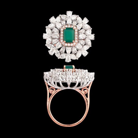 18K Two Tone Gold Diamond Ring - 3.093ct VS-SI-FG with Colour Stones
