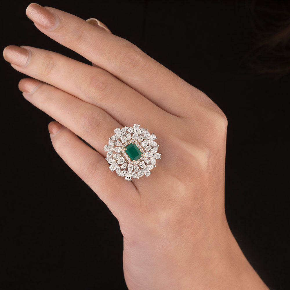 18K Two Tone Gold Diamond Ring - 3.093ct VS-SI-FG with Colour Stones