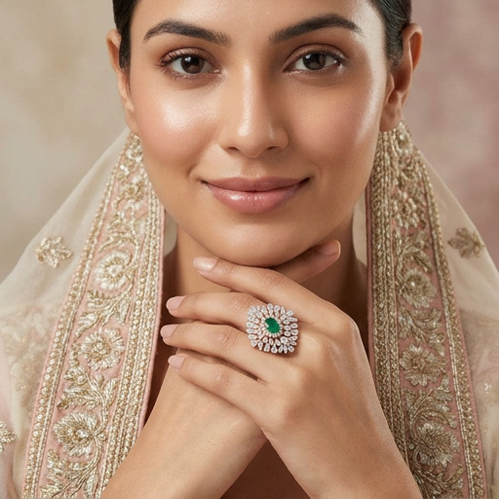 18K Two Tone Gold Diamond Ring - 3.008ct VS-SI-FG with Colour Stones