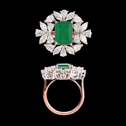 18K Two Tone Gold Diamond Ring - 1.77ct VS-SI-FG with Colour Stones