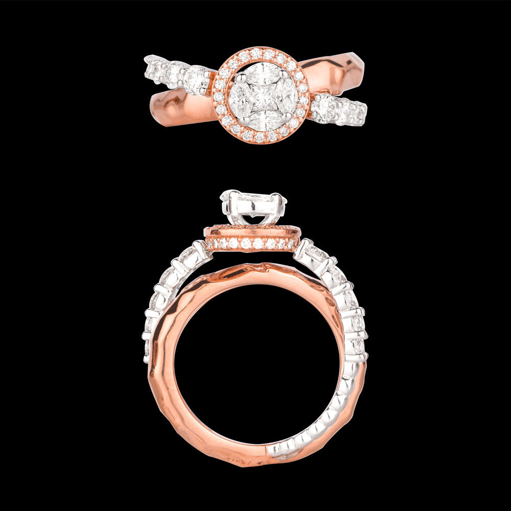 18K Two Tone Gold Diamond Ring - 1.763ct VVS-VS-GHI