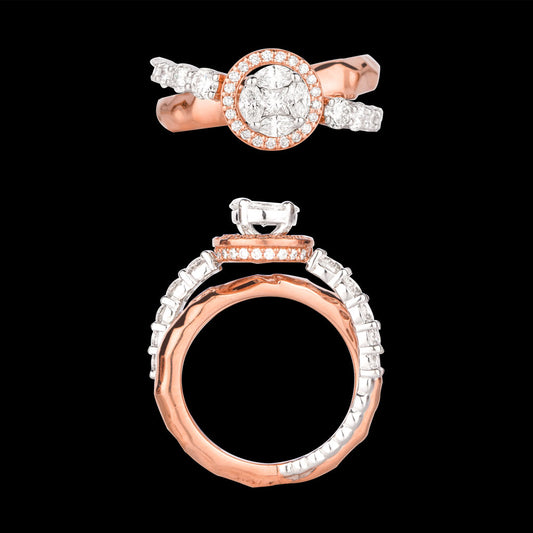 18K Two Tone Gold Diamond Ring - 1.763ct VVS-VS-GHI