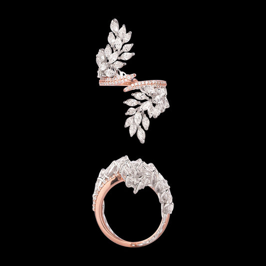 18K Two Tone Gold Diamond Ring - 3.842ct VS-SI-FG