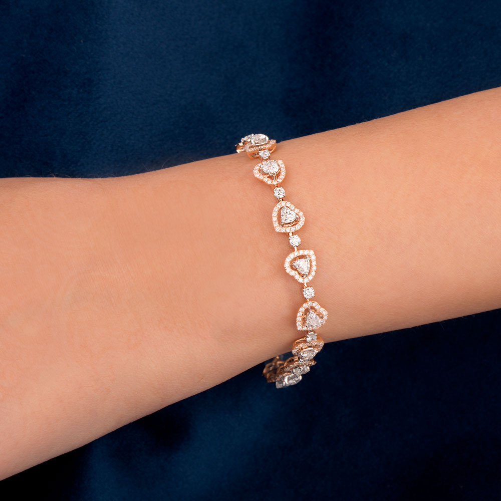 18K Two Tone Gold Diamond Bracelet - 4.506ct VVS-FG