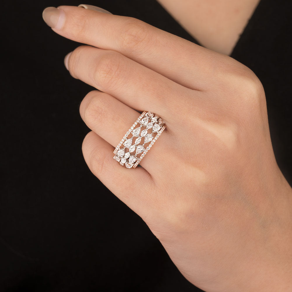 18K Two Tone Gold Diamond Ring - 1.721ct VS-SI-EF