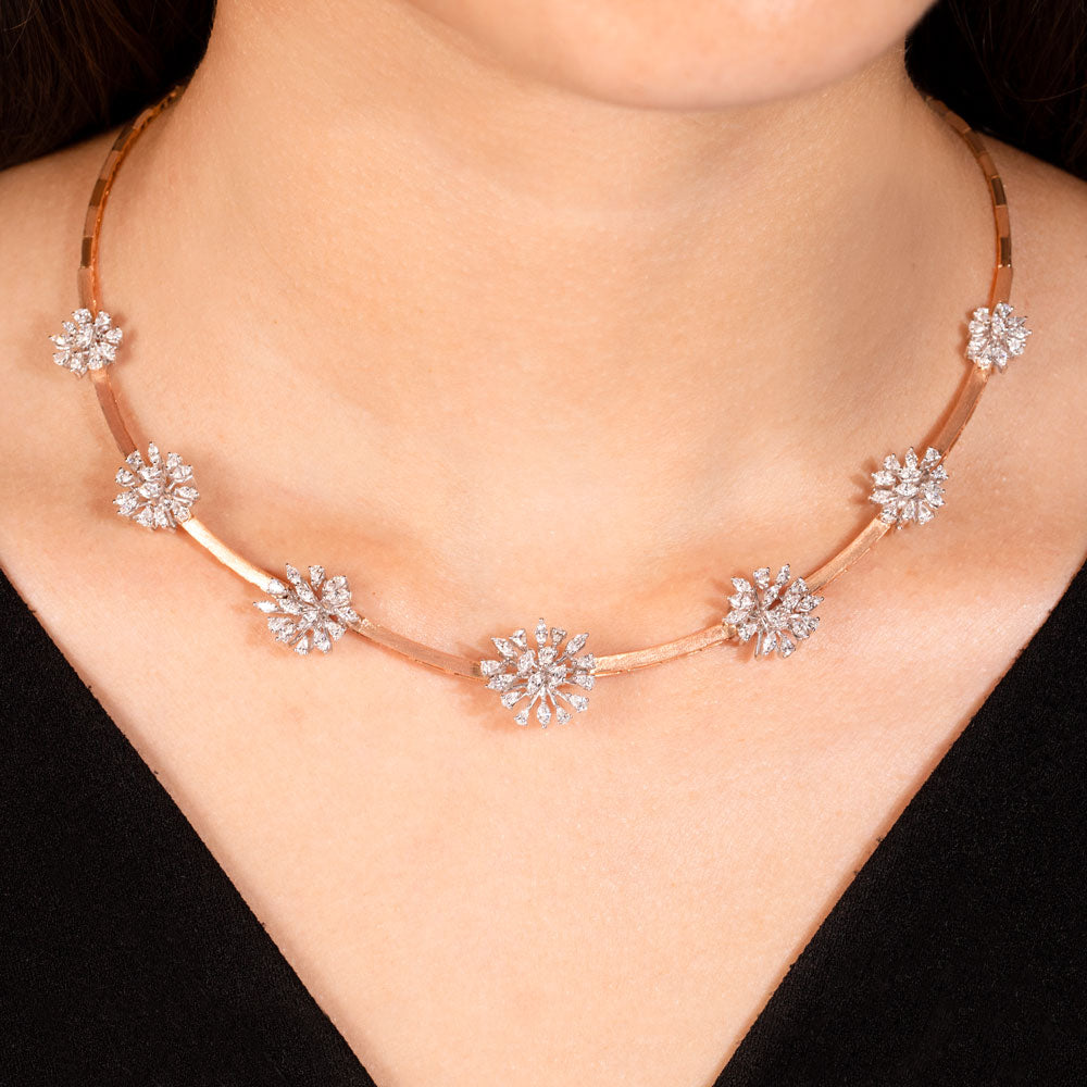 18K Two Tone Gold Diamond Necklace - 2.82ct VVS-EF