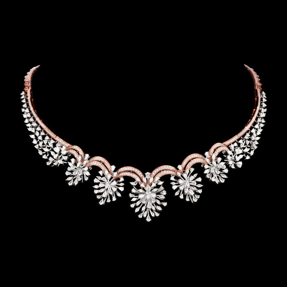 18K Two Tone Gold Diamond Necklace - 7.87ct VVS-EF