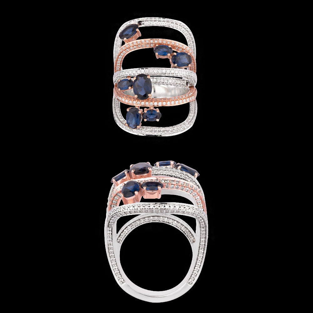 18K Two Tone Gold Diamond Ring - 2.733ct VS-SI-HI with Colour Stones