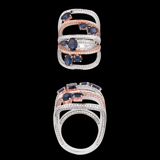 18K Two Tone Gold Diamond Ring - 2.733ct VS-SI-HI with Colour Stones