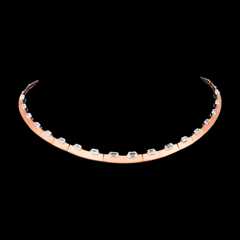 18K Two Tone Gold Diamond Necklace - 8.76ct VVS-VS-GH