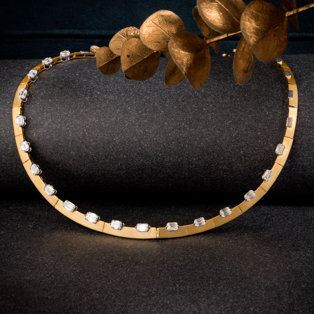 18K Two Tone Gold Diamond Necklace - 8.76ct VVS-VS-GH