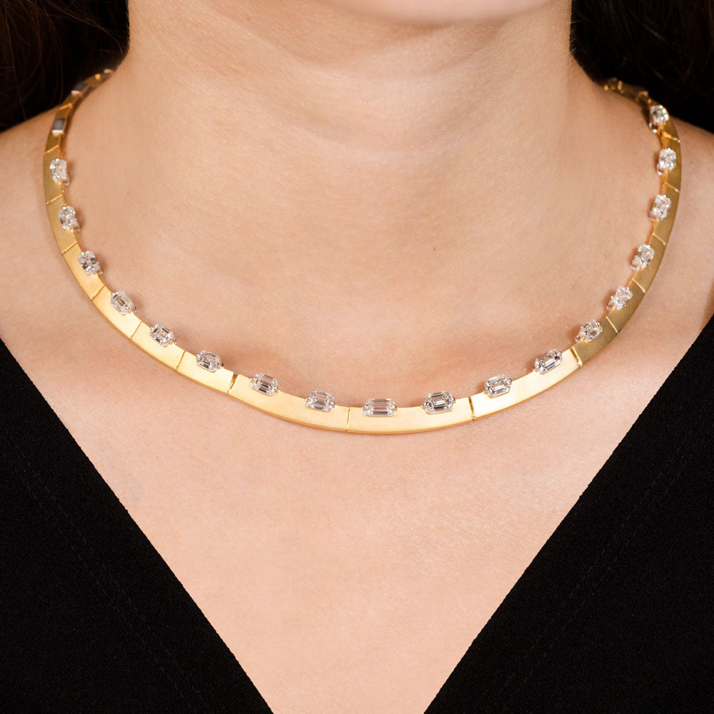 18K Two Tone Gold Diamond Necklace - 8.76ct VVS-VS-GH