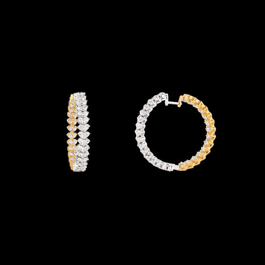 18K Two Tone Gold Diamond Earrings - 2.095ct VVS-VS-EF with Colour Stones