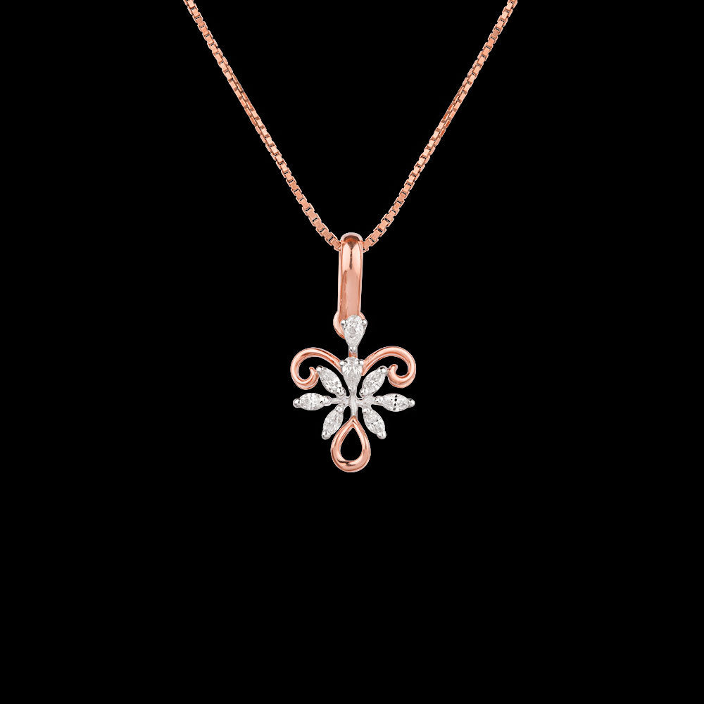 18K Two Tone Gold Diamond Pendant - 0.185ct VVS-EF