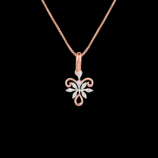 18K Two Tone Gold Diamond Pendant - 0.185ct VVS-EF