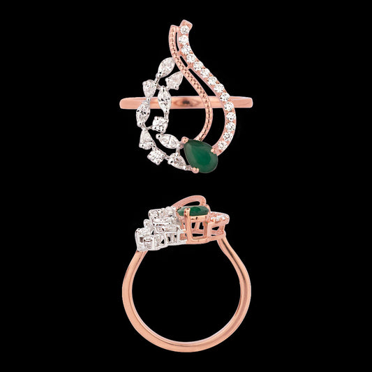 18K Two Tone Gold Diamond Ring - 0.544ct VVS-EF with Colour Stones