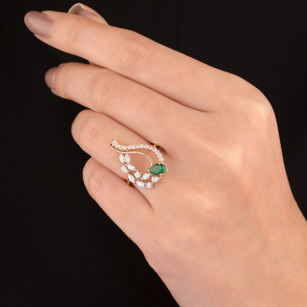18K Two Tone Gold Diamond Ring - 0.544ct VVS-EF with Colour Stones