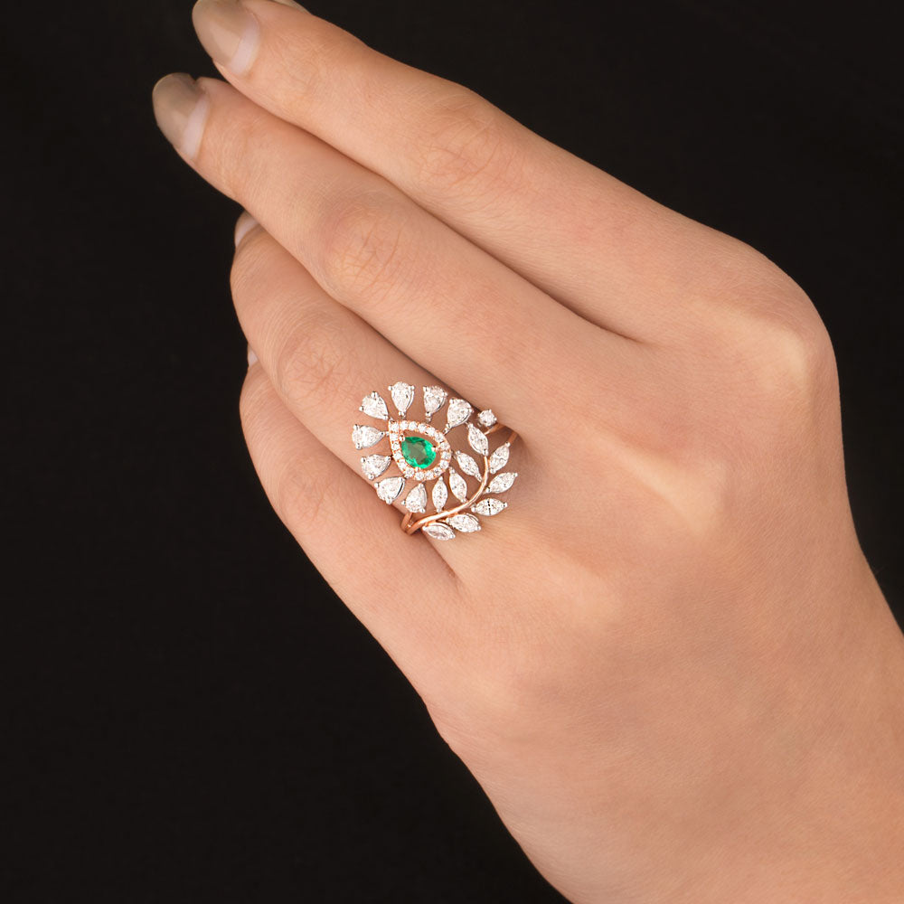 18K Two Tone Gold Diamond Ring - 1.185ct VVS-EF with Colour Stones