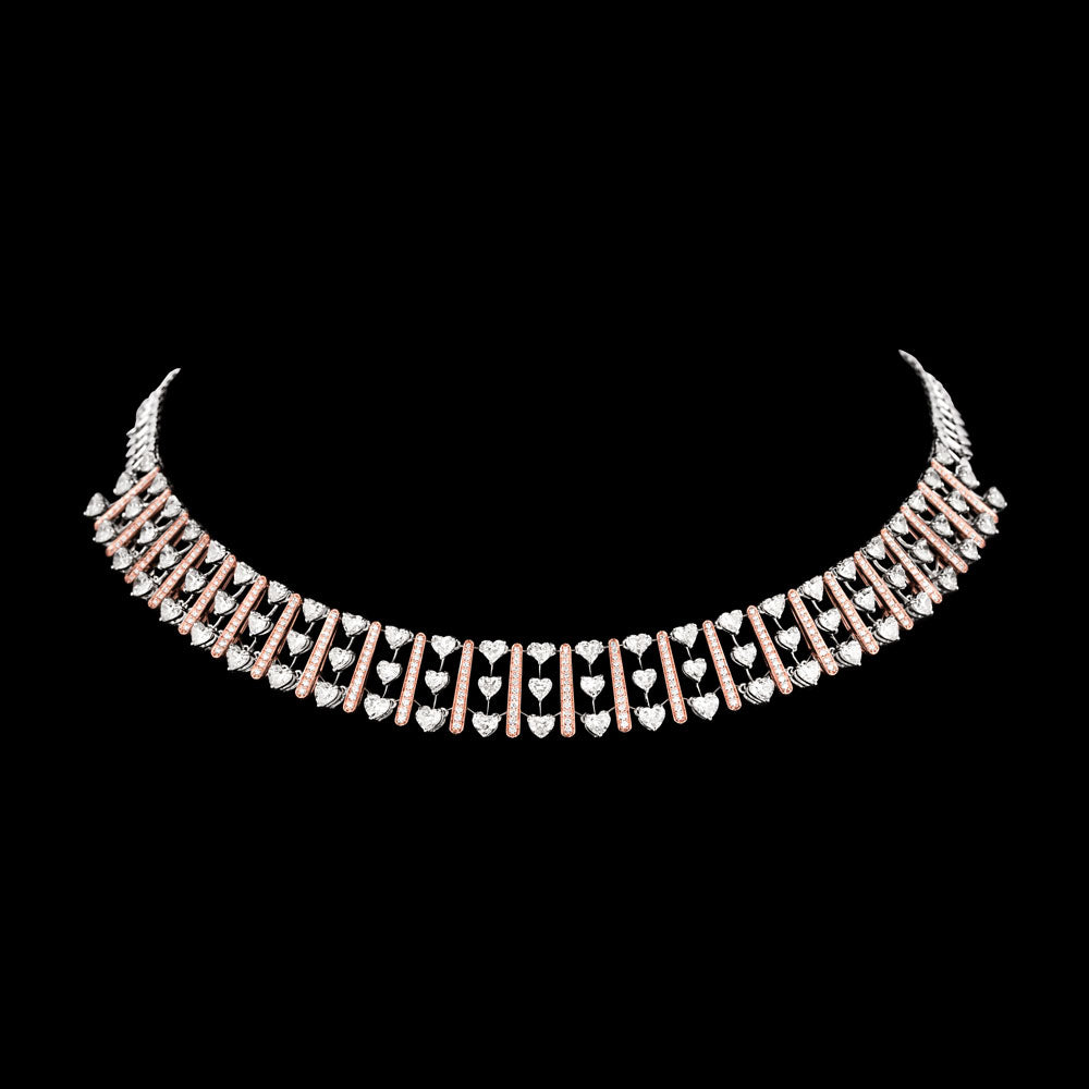 18K Two Tone Gold Diamond Necklace - 13.02ct VVS-VS-GH