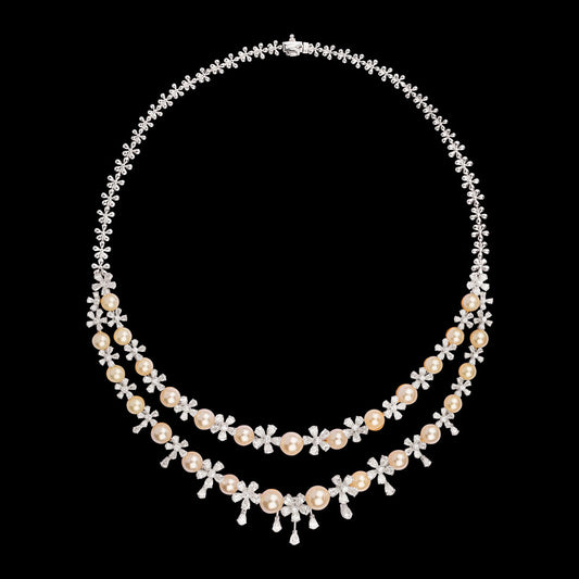 18K Two Tone Gold Diamond Necklace - 13.936ct VVS-VS-HI with Colour Stones