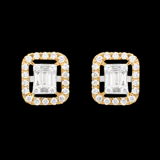 14K Two Tone Gold Diamond Earrings - 0.31ct SI-IJ