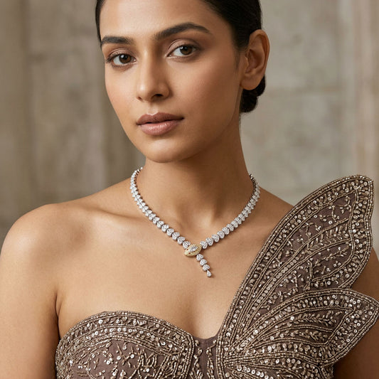 14K White Gold Diamond Necklace - 25.302ct VS-SI-GH with Colour Stones