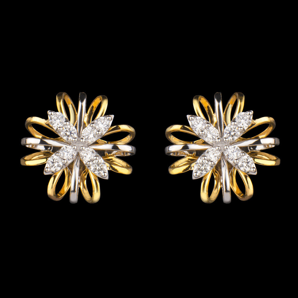 14K Two Tone Gold Diamond Earrings - 0.56ct VVS-VS-GH