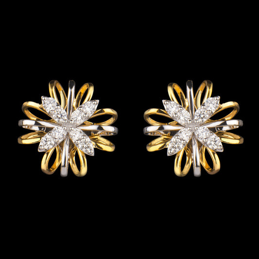 14K Two Tone Gold Diamond Earrings - 0.56ct VVS-VS-GH