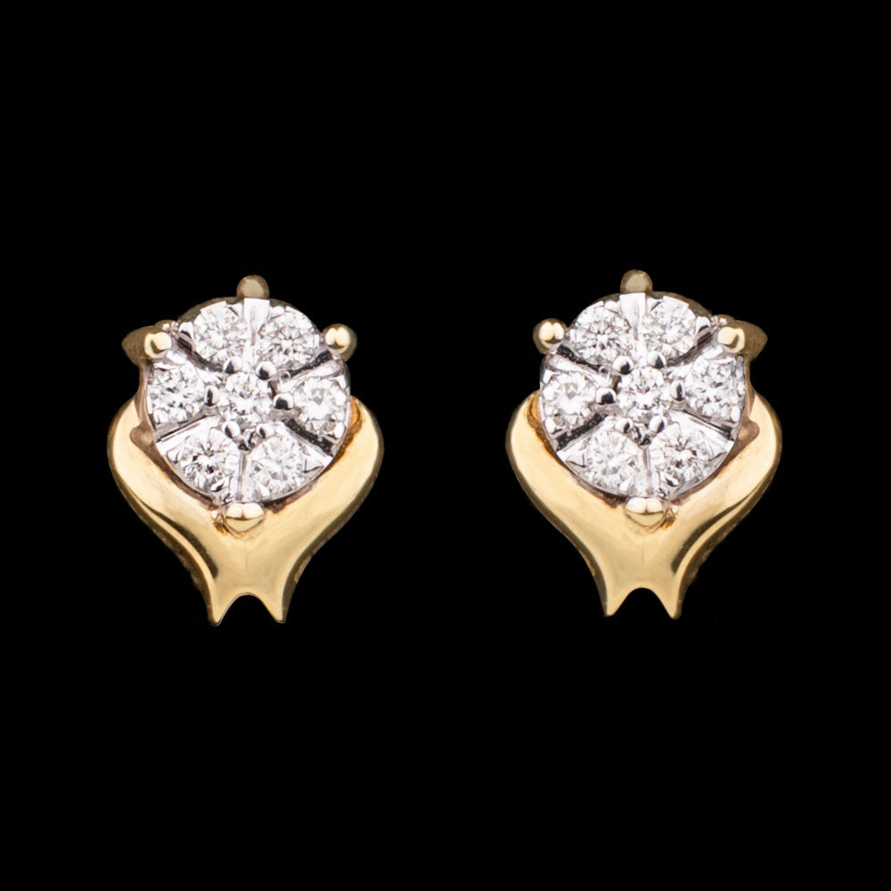 14K Two Tone Gold Diamond Earrings - 0.13ct SI-IJ