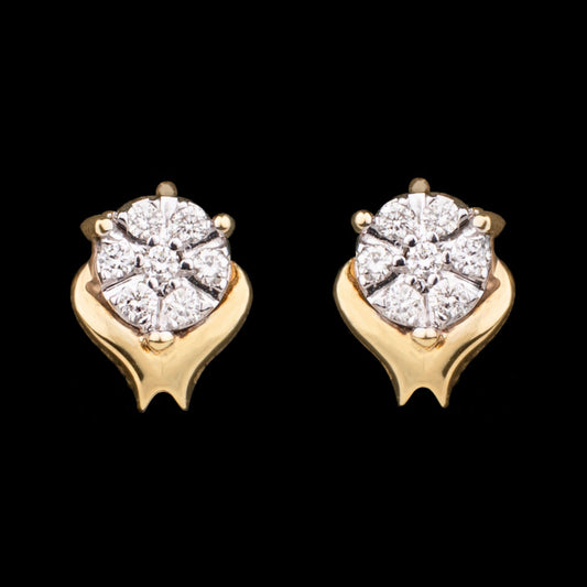 14K Two Tone Gold Diamond Earrings - 0.13ct SI-IJ